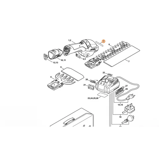 STIHL  Tabliczka ostrzegawcza Zespół silnika 4515 967 7300